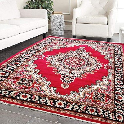 BhCarpet Red, Beige Acrylic Carpet(5 ft,  X 7 ft, Rectangle)