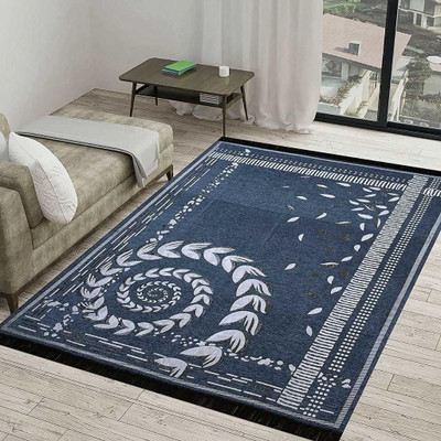 BLINKSYMART Blue Velvet Carpet(152.4 cm,  X 213.36 cm, Rectangle)
