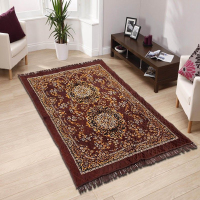 WebDealz 150 cm  X 210 cm Jute, Polyester Carpet(Rectangle, Brown)