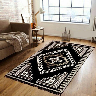 Shreejee Blue Polyester, Chenille Carpet(140 cm,  X 210 cm, Rectangle)