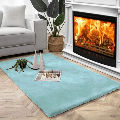 Acarpet Light Blue Polyester Carpet(120 cm,  X 180 cm, Rectangle)