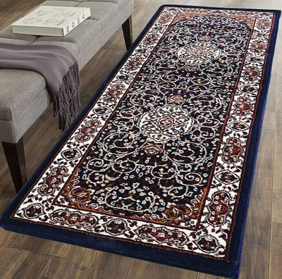 TAHNOORCARPET 60 cm  X 180 cm Silk Runner(Rectangle, Dark Blue)