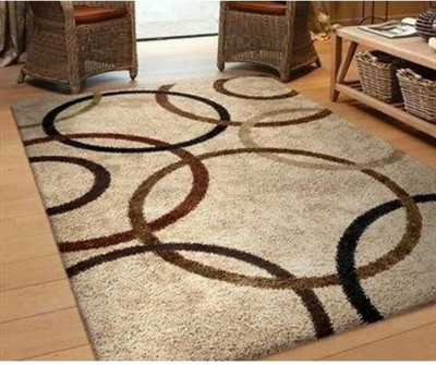 SR Handloom Beige Polyester Carpet(3 ft,  X 5 ft, Rectangle)