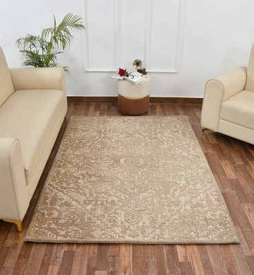 PRESTO BAZAAR Beige Polyester Carpet(4 ft,  X 6 ft, Rectangle)