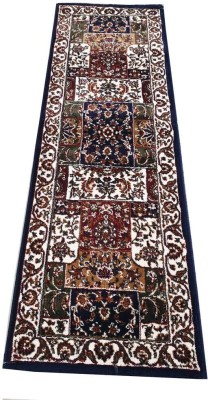 AlishaCarpet Dark Blue Silk Carpet(60.96 cm,  X 182.88 cm, Rectangle)