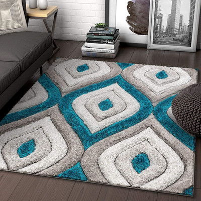 SR Handloom Grey, Light Green Polyester Carpet(6 ft,  X 2 ft, Rectangle)