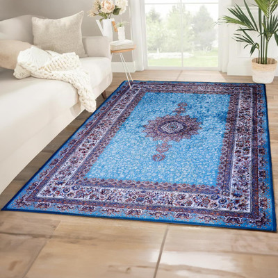 STATUS Light Blue Velvet Carpet(150 cm,  X 210 cm, Rectangle)