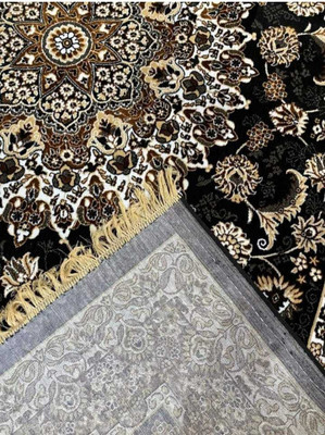 Samjeeda Handloom carpets Black Silk Carpet(5 cm,  X 7 cm, Rectangle)