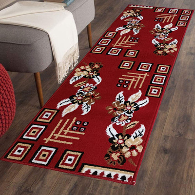 SABIRA Red Acrylic Runner(1 ft,  X 5 ft, Rectangle)