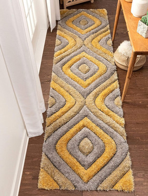 RM Handloom Yellow, Beige Polyester Runner(60 cm,  X 152 cm, Rectangle)