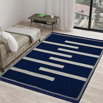 RADECOR Blue Chenille Carpet(152 cm,  X 213 cm, Rectangle)