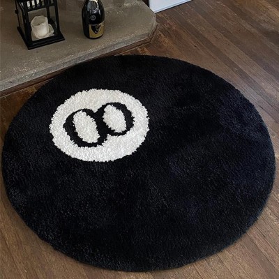 GOOD PRICE Black Polyester Carpet(90 cm,  X 90 cm, Circle)