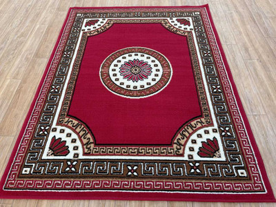 Zeeshan handloom 152 cm  X 213 cm Polyester Carpet(Rectangle, Red)