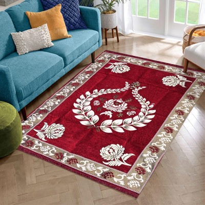 lupusiya Red Chenille Carpet(152 cm,  X 213 cm, Rectangle)