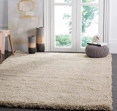 shopgallery Beige Polyester Carpet(5 ft,  X 7 ft, Rectangle)