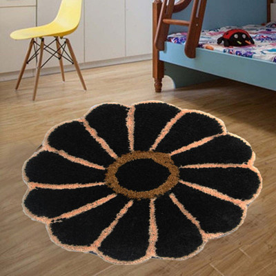 KALYAN GLOBAL Black Polyester Area Rug(2 cm,  X 2 cm, Circle)