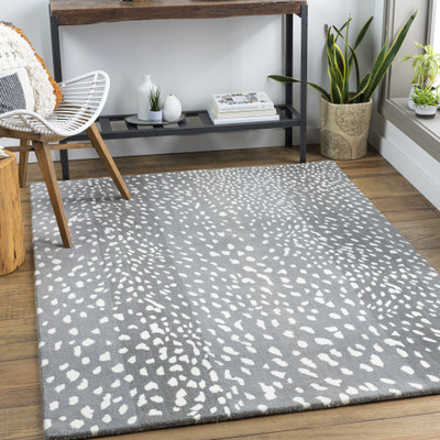 Surya Living Grey Wool Carpet(2 ft,  X 3 ft, Rectangle)