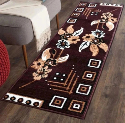 Samjeeda Handloom carpets Brown Polyester, Acrylic Runner(2 feet,  X 5 feet, Rectangle)