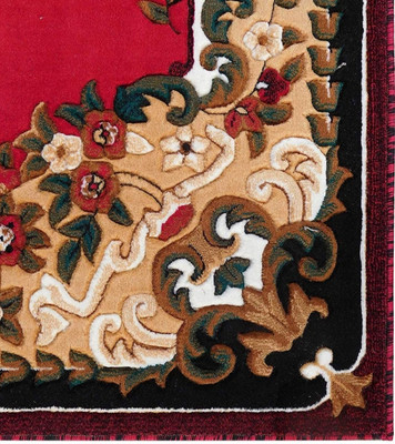 Ra handloom carpet Red Silk Carpet(5 cm,  X 7 cm, Rectangle)