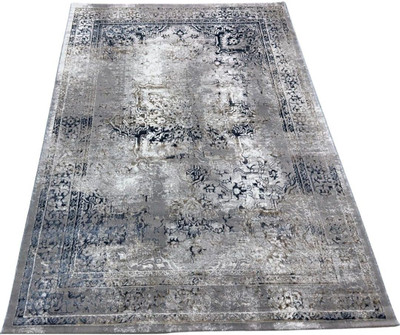 IP FASHION 155 cm  X 210 cm Silk Carpet(Rectangle, Blue, Grey)