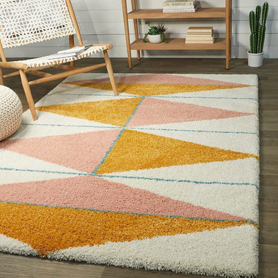 RM Handloom Pink, Yellow Polyester Carpet(7 ft,  X 5 ft, Rectangle)