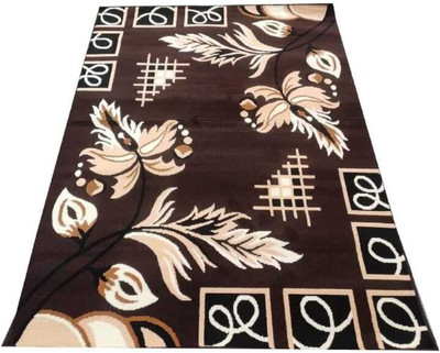 Zeeshan handloom 152 cm  X 213 cm Polyester Carpet(Rectangle, Brown)
