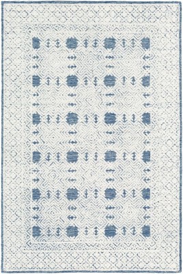 Surya Living Dark Blue, White Wool Carpet(2 ft,  X 3 ft, Rectangle)