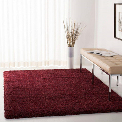 Shag Weaving Red Polyester Carpet(5 ft,  X 8 ft, Rectangle)