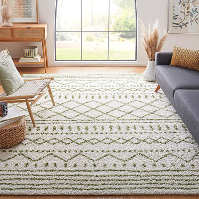 RM Handloom Dark Green Polyester Carpet(8 ft,  X 6 ft, Rectangle)