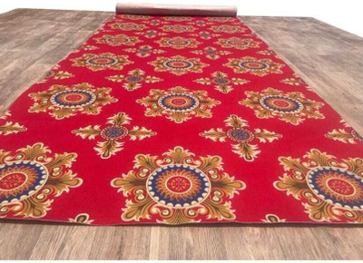 BhCarpet Red Synthetic Carpet(5 ft,  X 10 ft, Rectangle)