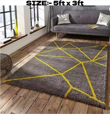 RM Handloom Yellow, Blue Polyester Carpet(5 ft,  X 3 ft, Rectangle)