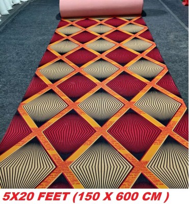 KAYNAT CARPET Red, Gold, Orange Nylon Carpet(5 ft,  X 20 ft, Rectangle)