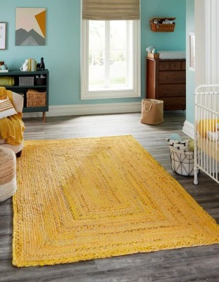 Beautiful Home Yellow Jute, Cotton Carpet(4 ft,  X 7 ft, Rectangle)