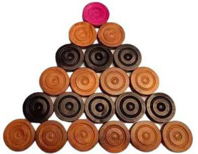 Dinetic Wooden carrom coins set of 24 Carrom Pawns (Pack of 24) Carrom Pawns(Pack of 24)