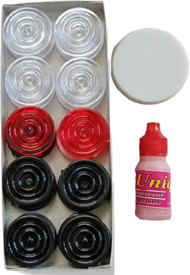 Kumud 24 Pcs Carrom Coins set, Carrom Pawan, Striker, Powder Crystal coin Carrom Pawns(Pack of 24)