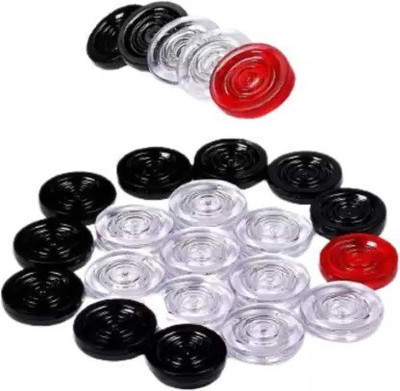VPHUB Fine quality crystal coins set of 20, with 1 striker, Board Game Carrom Pawns(Pack of 21)