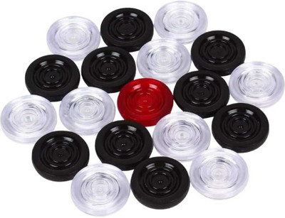 GOLS Transparent Crystal Carrom Coins Set (Pack of 20) with Sticker and Powder Carrom Pawns(Pack of 20)