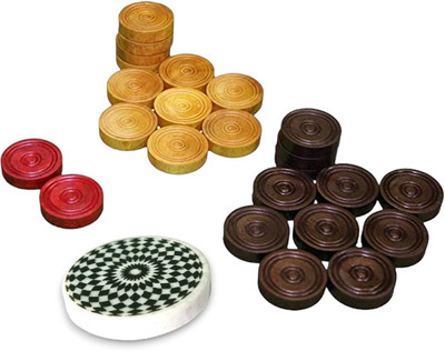 PERICO WOODEN CARROM COIN WITH WHITE MARBLE DESIGN STRICKER Carrom Pawns(Pack of 20)