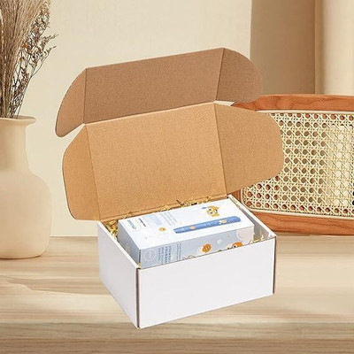 MALANI STORES Self-Locking Box Craft Paper 3 Ply E-Fluet Flat /Auto Lock Corrugated WHITE Boxes Size: 5.5x3x2.5 Inch Packaging Box(Pack of 50 White)