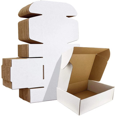 MM WILL CARE Self-Locking Box Cardboard 3ply white self locking corrugated box size 8*5*2 Packaging Box(Pack of 25 White)
