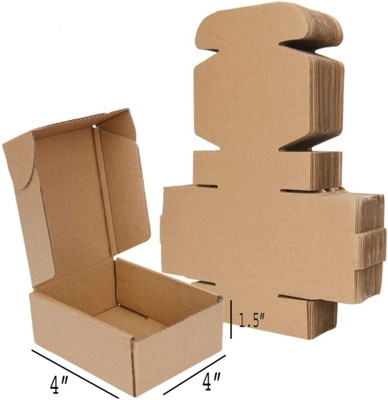 Boxzie Triple Wall Carton Cardboard 25 Pack 4x4x1.5 Inch 3-Ply Corrugated Boxes for Shipping and Packing Small Items Packaging Box(Pack of 25 Brown)