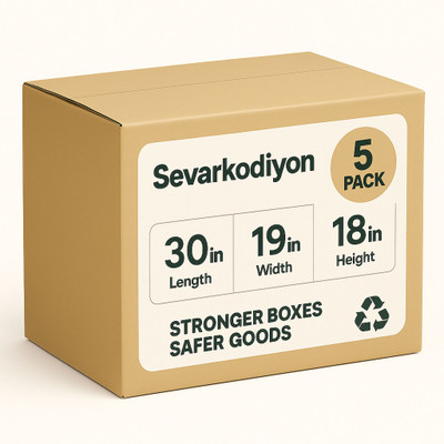 Sevarkodiyon Corrugated Cardboard 5 PLY 30 x 19 x 18 Inches Shipping, Storage , Parcel, Courier, Large Carton Packaging Box(Pack of 5 Brown)