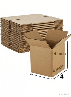 Grow Packing Solution Corrugated Cardboard (25 Boxes) 4 x 4 x 4 Inches 3 ply Cartoon Box Packaging Box(Pack of 25 Brown)