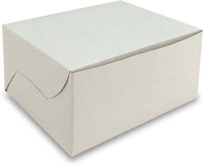 GROWNEX PVT. LTD. Cake Box Paper Board 75 Piece Folding Box, Bakery and Restaurant Usage, Solid White Food Packaging Box(Pack of 75 White)