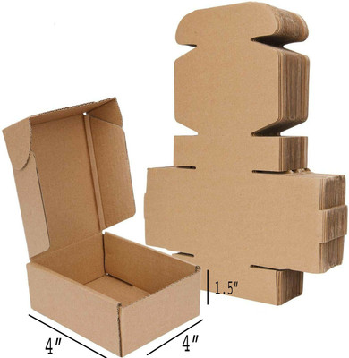 MM WILL CARE Self-Locking Box Craft Paper 3 Ply E-Fluet Size: 4 X 4 X 1.5 Inch Packaging Box(Pack of 25 Brown)
