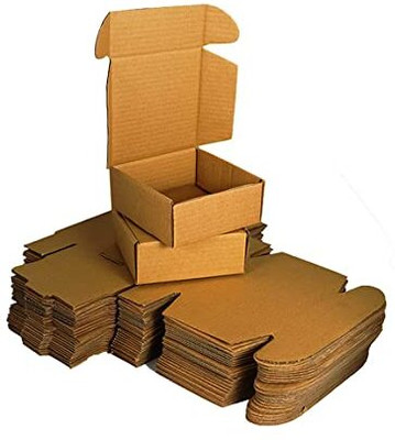 MALANI STORES Self-Locking Box Cardboard, Craft Paper, Paper 3 Ply Self Locking/Auto Lock Corrugated Packaging Boxes Size: 4.5 x 3 x 2.5 Inch Packaging Box(Pack of 100 Brown)