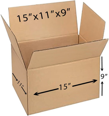 POWERLON Corrugated Cardboard 5 Ply Strong 15 x 11 x 9 Inches Heavy-Duty Carton Boxes Packaging Box(Pack of 10 Brown)