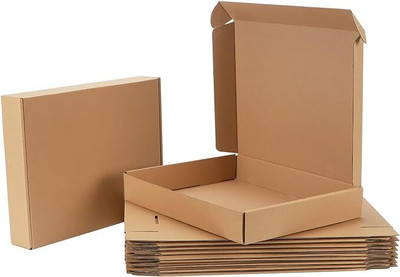 YNK Self-Locking Fluted Carton Cardboard Packaging Box(Pack of 25 Brown)