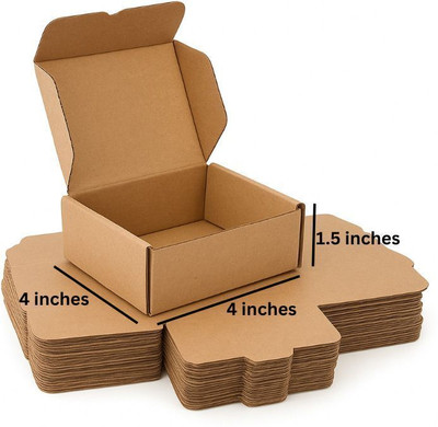 Akash Corrugated Craft Paper Jewellery Packing Mailer Box 4x4x1.5, for Small Business,, Ecommerce Packing Packaging Box(Pack of 25 Brown)