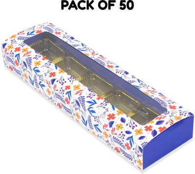 GROWNEX PVT. LTD. Non-Corrugated Paper Green Luxury Chocolate Box 5 Pcs Folding Premium Paperboard Chocolate Packaging Box(Pack of 10 Blue)